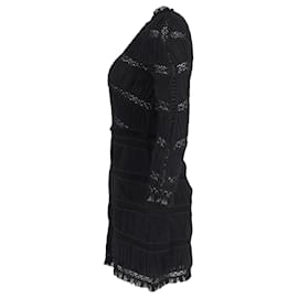 Ulla Johnson-Ulla Johnson Kitty Mini-robe plissée à empiècements en dentelle et soie noire-Noir