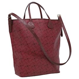 Céline-CELINE Sulky Line Hand Bag PVC Leather 2way Red Auth ar8225-Red