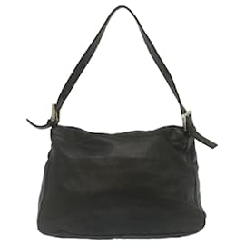 Fendi-FENDI Mamma Baguette Shoulder Bag Leather Black Auth bs753-Black
