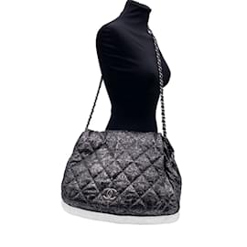 Chanel-Rock in Moscow Grey Abstract Print Nylon Accordion Flap Bag-Grey