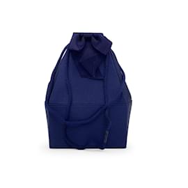 Yves Saint Laurent-Vintage Blue Satin Shoulder Drawstring Box Bag-Blue