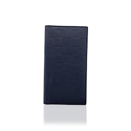 Louis Vuitton-Carteira longa com dobra vertical preta de couro Damier Infini-Preto