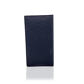 Louis Vuitton-Carteira longa com dobra vertical preta de couro Damier Infini-Preto