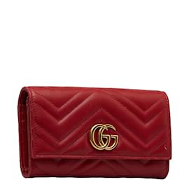 Gucci-Portefeuille continental GG Marmont 443436-Rouge
