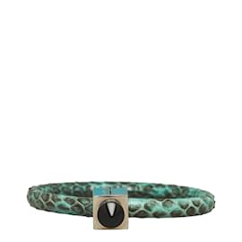 Fendi-Fendi Python Leather Metal Bracelet 18cm in Great Condition-Blue