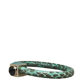Fendi-Fendi Python Leather Metal Bracelet 18cm in Great Condition-Blue