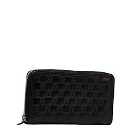 Gucci-Carteira Gucci Guccissima com zíper em couro Carteira longa de couro 295833 em boa condição-Preto