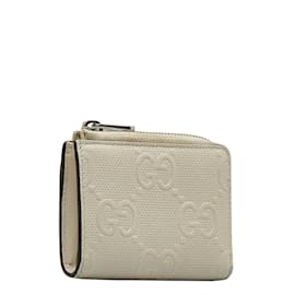 Gucci-GG Embossed Perforated Leather Coin Case 657571-White