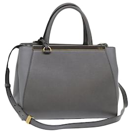 Fendi-FENDI To joule Hand Bag Leather 2way Gray Auth ep1294-Grey