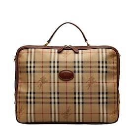 Burberry-Haymarket Check Canvas Business Bag-Brown