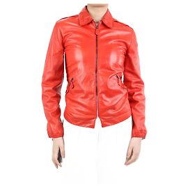 Bottega Veneta Red leather jacket - size UK 8 Red