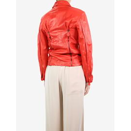Bottega Veneta-Red leather jacket - size UK 8-Red