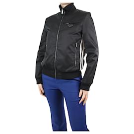 Prada-Black re-nylon track jacket - size UK 8-Black