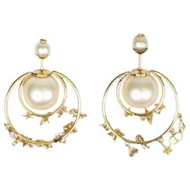 Christian Dior-Gold Pearl Earrings-Golden