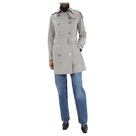 Burberry-Grey lined-breasted trench coat - size UK 6-Grey
