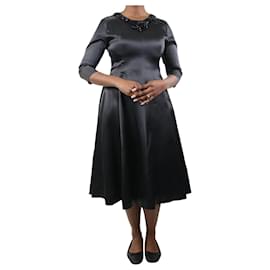 Autre Marque-Vestido de seda negro con pedrería en el mismo tono - talla UK 14-Negro