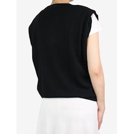 Autre Marque-Rae Black sleeveless fine knit cashmere jumper - size UK 10-Black