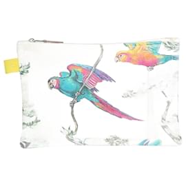 Hermès-Bolsa com zíper estampada de papagaio multicolor-Multicor