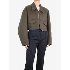 Khaite-Khaki cropped wool-blend jacket - size S-Green