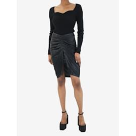 Iro-Black ruched pencil skirt - size UK 8-Black