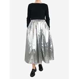 Weekend Max Mara-Silver metallic midi skirt  - size UK 8-Silvery