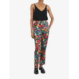 Gucci-Pantalón de seda multicolor con estampado floral - talla IT 38-Multicolor