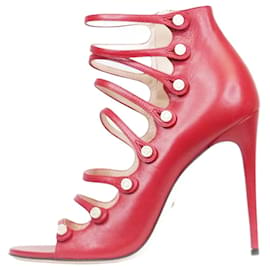 Gucci-Red leather strappy sandals heels - size EU 38-Red