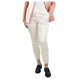 Saint Laurent-Pantaloni color crema in misto seta plissettati - taglia UK 10-Crudo