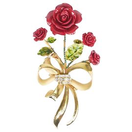 Dolce & Gabbana Fermaglio per capelli in cristallo con fiore rosa oro D'oro