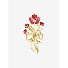 Dolce & Gabbana-Goldfarbene Haarspange mit Rosenblütenkristall-Golden