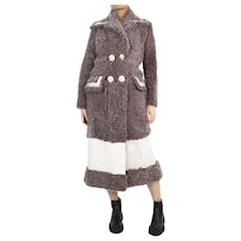 Fendi-Grey lined-breasted leather coat - size UK 8-Other