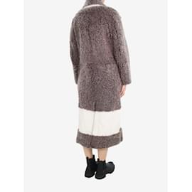 Fendi-Grey lined-breasted leather coat - size UK 8-Other