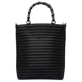 Gucci-Gucci Black Bamboo Nylon Handbag-Black