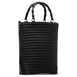 Gucci-Gucci Black Bamboo Nylon Handbag-Black