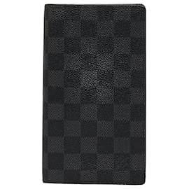 Louis Vuitton-Louis Vuitton Black Damier Graphite Pattern Brazza Wallet-Black