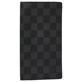Louis Vuitton-Louis Vuitton Black Damier Graphite Pattern Brazza Wallet-Black