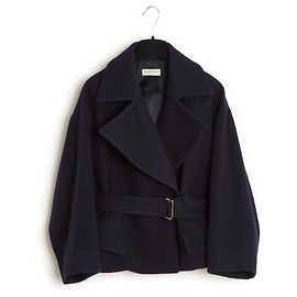 Dries Van Noten Marineblauer Filzjackenmantel FR38 Marineblau