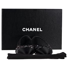 Chanel-Chanel Cap Toe Slingback Flats in Black Tweed-Black