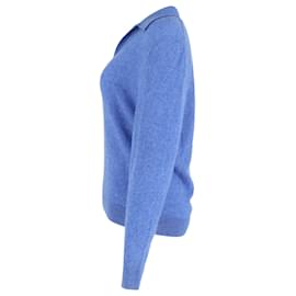 Khaite-Khaite Jo V-Neck Sweater in Blue Cashmere -Blue