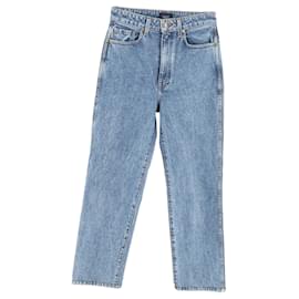 Khaite-Khaite Abigail Mid-Rise Straight Jeans in Blue Cotton-Blue