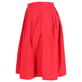 Moschino-Moschino Pleated A-Line Skirt in Red Cotton-Red