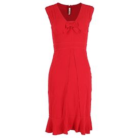 Prada Vestido midi com decote em V em acetato vermelho Vermelho