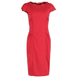 Miu Miu-Vestido midi de manga corta Miu Miu en algodón rojo-Roja