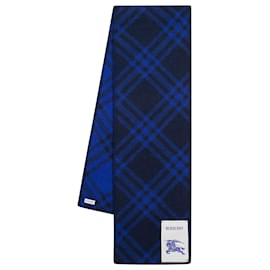 Burberry-Mu Scarf - Burberry - Wool - Blue-Blue