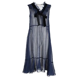 See by Chloé Samtbesetztes, gerüschtes Chiffonkleid aus marineblauem Polyester Blau