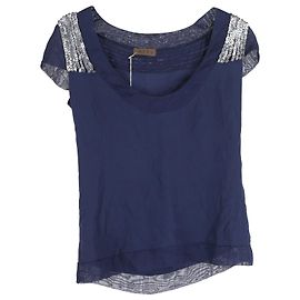 Loewe verziertes T-Shirt aus blauer Seide Blau
