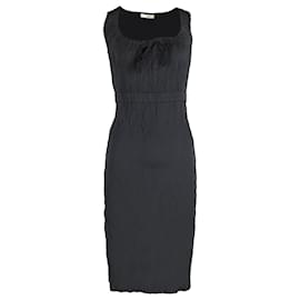 Prada-Prada Square Neck Midi Dress in Black Polyester-Black