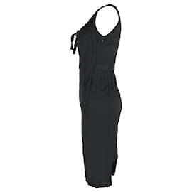 Prada-Prada Square Neck Midi Dress in Black Polyester-Black