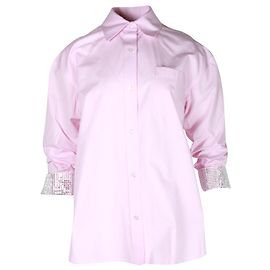 Alexander Wang Camisa abotonada en puños con adornos de cristales en algodón rosa Rosa