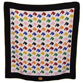 Fendi Selleria Horse Pattern Head Scarf in Multicolor Silk Multiple colors